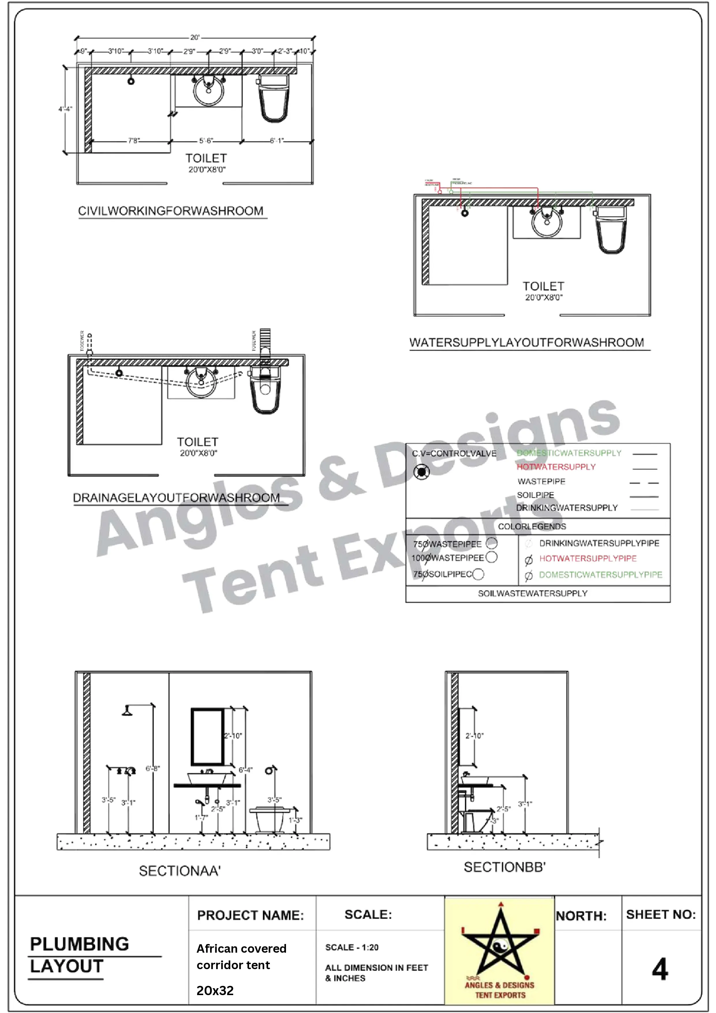 12x24 Tent Plumbing Layout